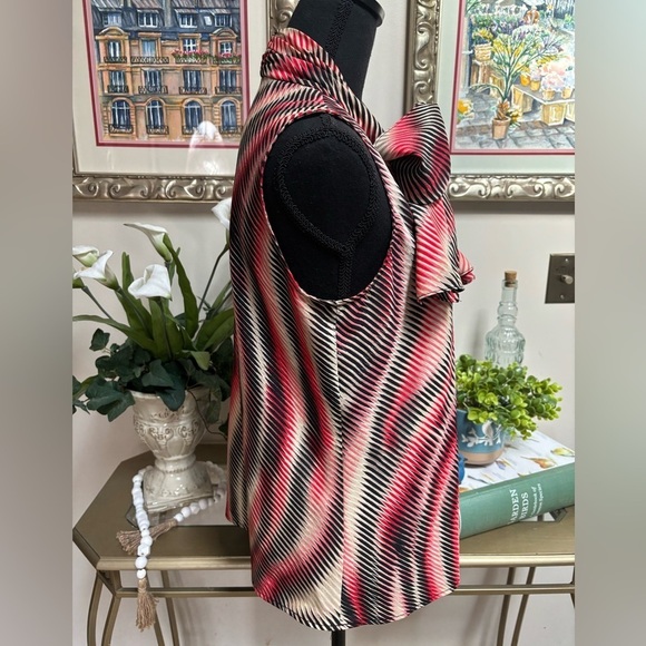 BLACK LABEL EVAN -PICONE SLEEVELESS V-NECK TIE SASH BUSINESS DRESSY BLOUSE SZ M - Picture 4 of 9